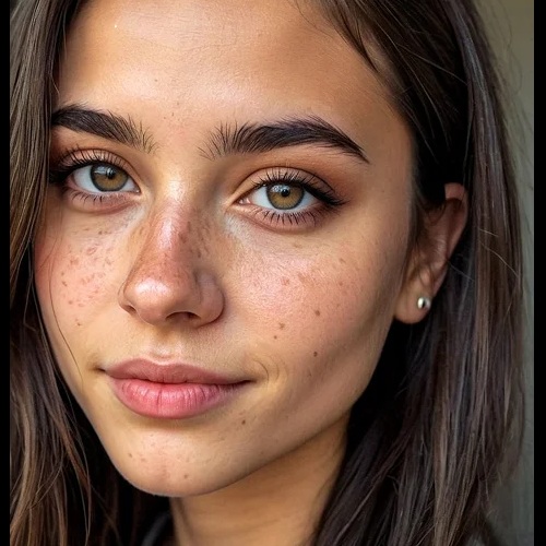 Realistisches KI-Portrait einer jungen Frau mit braunen Haaren