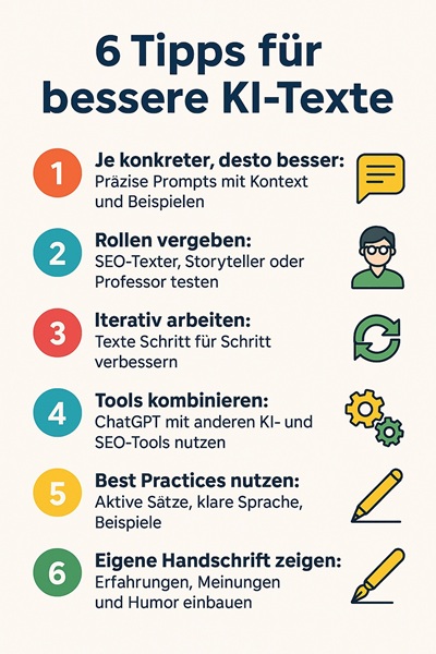6 Tipps für bessere KI-Texte