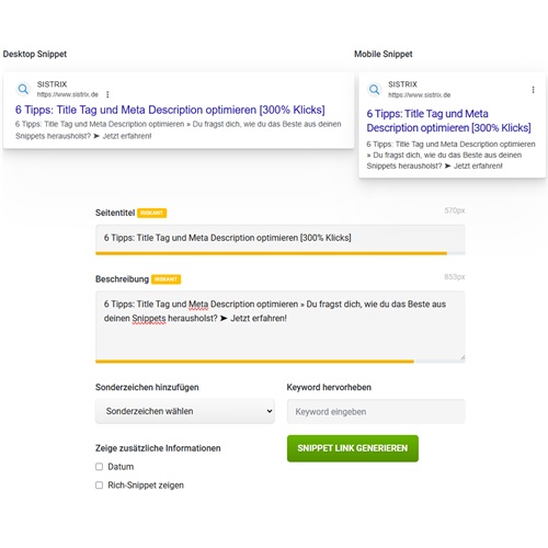 Title Tag und Meta Description optimieren
