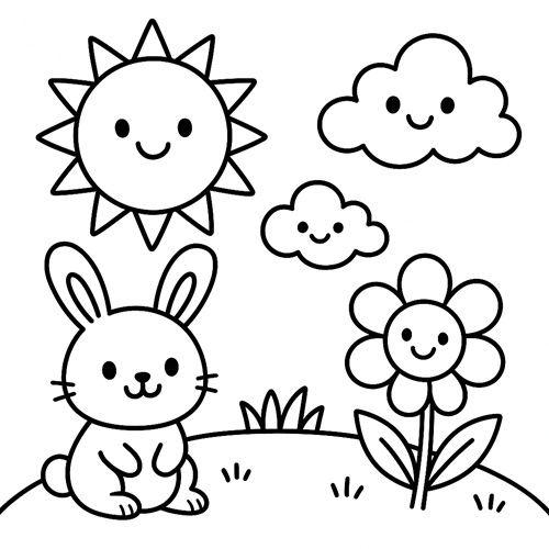 KI Ausmalbild für Kinder: Hase